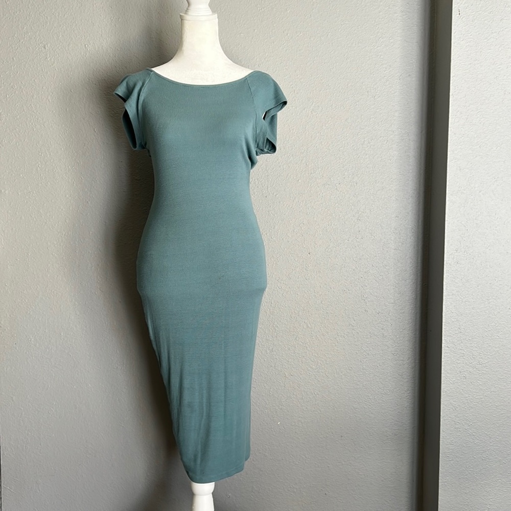 🩵Light Blue Bodycon Midi Dress L